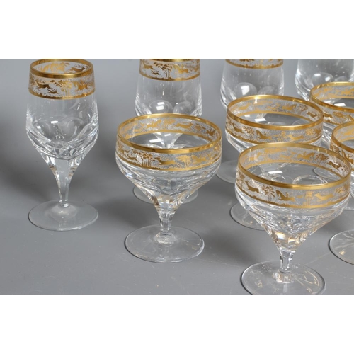 80 - A CONTINENTAL TABLE SUITE, probably Josair, comprising eighteen glasses (2 sizes) with Moser style e... 