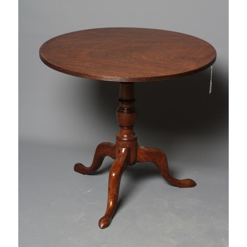 819 - A GEORGIAN MAHOGANY TRIPOD TABLE, third quarter 18th century and later, the circular tilt top with r... 