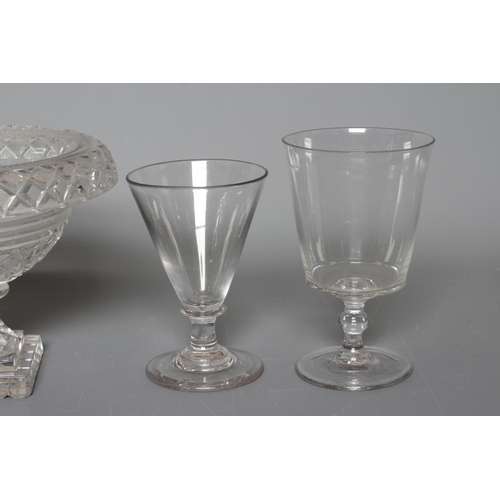 82 - A COLLECTION OF GEORGIAN GLASS, late 18th century and later, comprising an Irish style sweetmeat, th... 