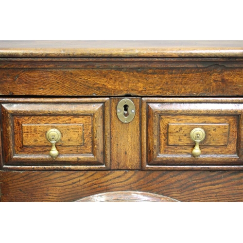 828 - A JOINED OAK DRESSER of late 17th century design, possibly 19th century and assembled using old wood... 