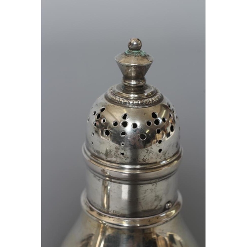 95 - A SWEDISH SUGAR CASTER, 830 standard, Mobergs 1976, of baluster form with pierced cover and bead sta... 