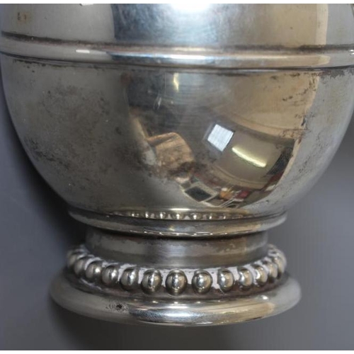 95 - A SWEDISH SUGAR CASTER, 830 standard, Mobergs 1976, of baluster form with pierced cover and bead sta... 