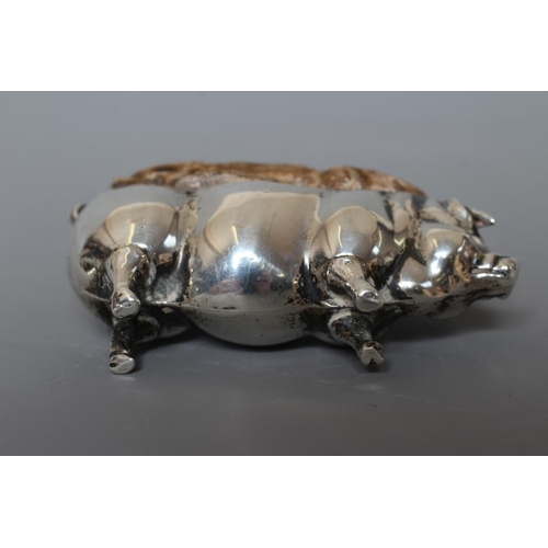 97 - A LARGE NOVELTY PIG PIN-CUSHION by Levi & Salaman, Birmingham 1918, 2 3/4