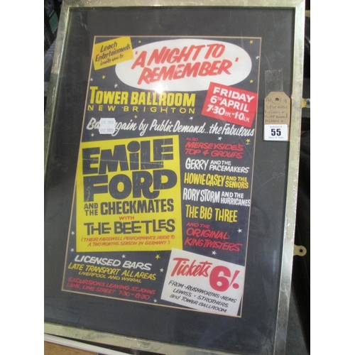 55 - THREE POP MUSIC POSTERS, CLIFF RICHARD MIRROR AND A FRANK IFIELD PHOTO