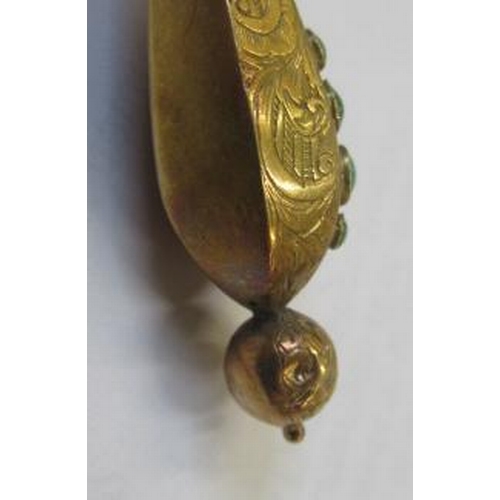 309 - A VICTORIAN SHELL CAMEO carved as Artemis with the eagle of Zeus, in a gilt metal leafy brooch mount... 