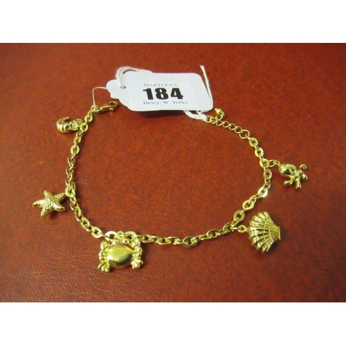 184 - 9CT GOLD CHARM BRACELET