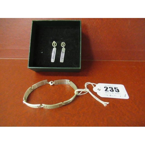 235 - RENNIE MACKINTOSH SILVER BRACELET AND EARRINGS