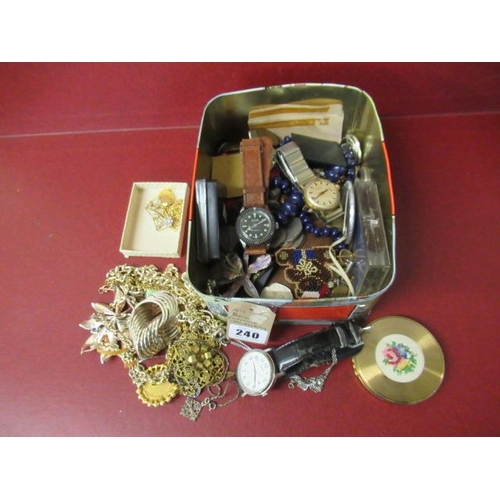 240 - BOX OF COSTUME JEWELLERY ETC