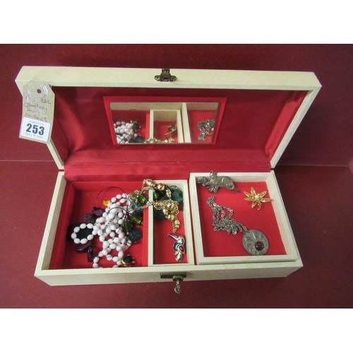 253 - JEWELLERY BOX AND CONTENTS