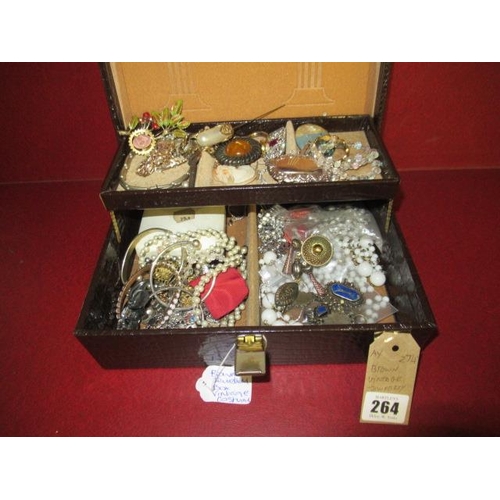 264 - VINTAGE JEWELLERY BOX AND CONTENTS