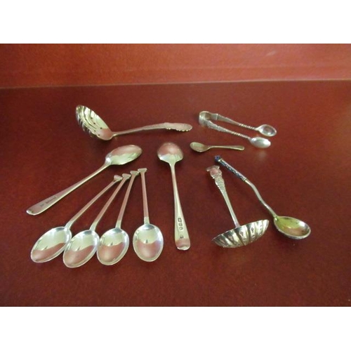 269 - QUANTITY OF SILVER SPOONS AND TONGS