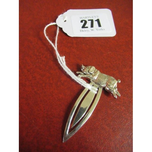 271 - SILVER PIG BOOKMARK