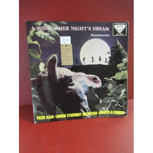 332A - MIDSUMMER NIGHTS DREAM RECORD BY MENDLESSOHN, PETER MAGG & LONDON SYMPHONY ORCHESTRA, DECCA SXL2060