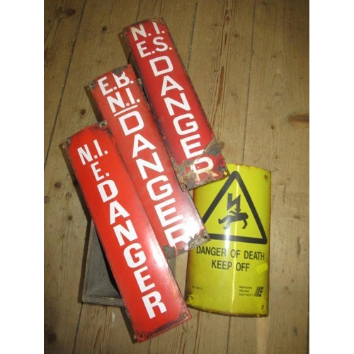 386 - QUANTITY OF VINTAGE METAL DANGER SIGNS