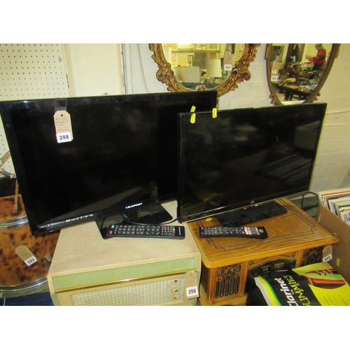 398 - BLAUPUNKT AND JVC TVS WITH REMOTES