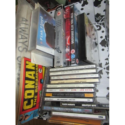 419 - BOX OF CDS AND DVDS ETC