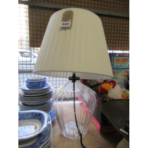 449 - MODERN GLASS BASED TABLE LAMP AND SHADE