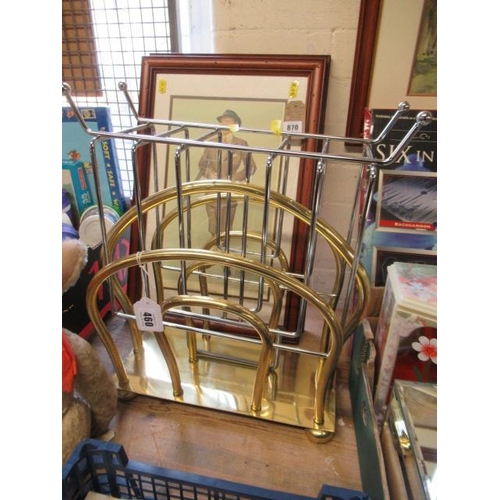 460 - TWO RETRO METAL MAGAZINE RACKS