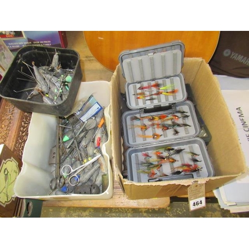 464 - TWO BOXES OF FISHING ACCESSORIES INCLUDING LEAD WEIGHTS