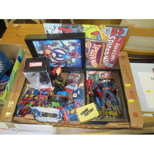 494 - BOX OF MARVEL COLLECTABLES ETC