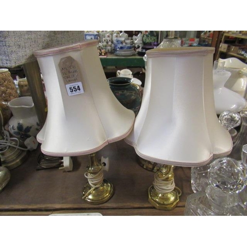 554 - PAIR OF BRASS TABLE LAMPS