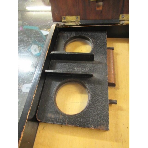 47 - EDWARDIAN WALNUT STEREOSCOPE CARD VIEWER WITH CARDS AND SLIDES Non-transferable standard ivory exemp... 