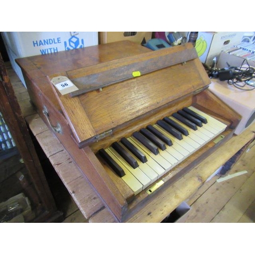 56 - OAK CASED TABLE TOP GLOCKENSPIEL / CELESTA