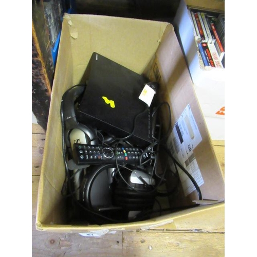 87 - BOX OF HEADPHONES ETC
