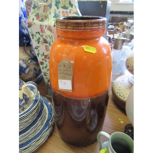 91A - LARGE GERMAN ORANGE AND BROWN VASE