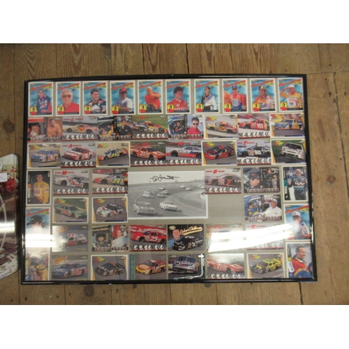 74A - NASCAR METAL WALL HANGING AND FRAMED COLLECTORS CARDS