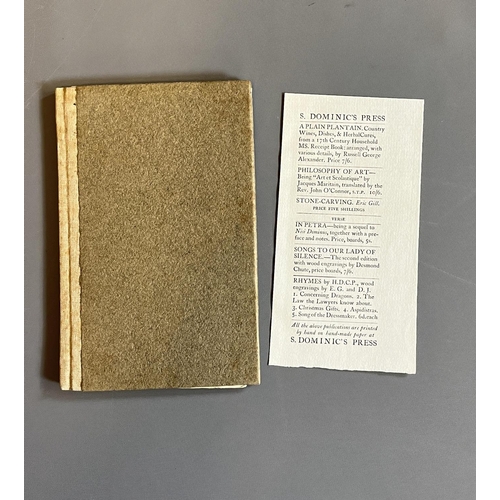 451 - THE WAY OF THE CROSS, published by Douglas Pepler at Ditchling, 1917, quarter tan buckram over paper... 