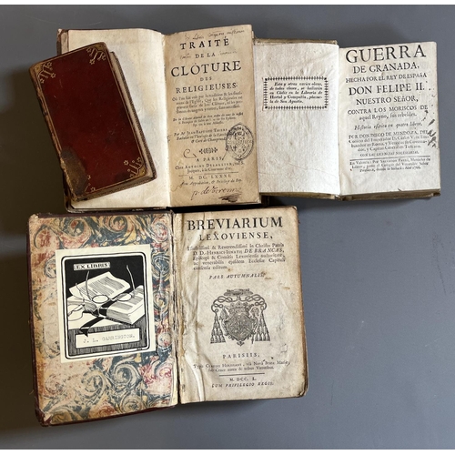 460 - BREVIARUM LEXOVIENSE, Paris, 1750, Herissant, worn red morocco WITH Elzevir Tacitus; Traite de la Cl... 