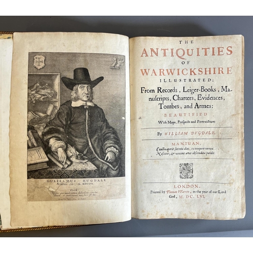 470 - THE ANTIQUITIES OF WARWICKSHIRE, William Dugdale, 1655, Thomas Warren, diced calf binding with taped... 