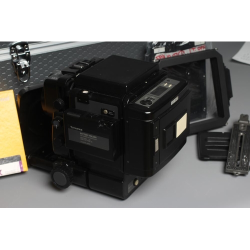 482 - A FUJI GX680 II PROFESSIONAL CAMERA with 135 1:5.6 EBC Fujinon GX lens, Metz 45 CT-5 flash and alloy... 