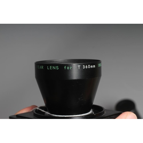 489 - A NIKON NIKKOR-T ED 360MM 1:8 LENS numbered up to 720mm, with lens cap, 360mm rear lens and 500mm re... 