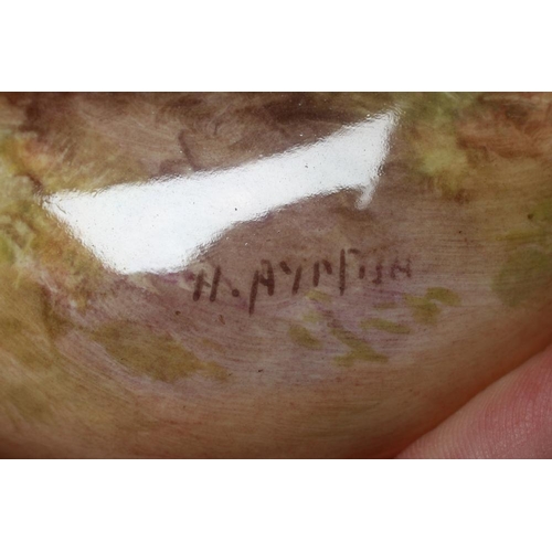 49 - A ROYAL WORCESTER JAR AND COVER, 1954, of rounded cylindrical form painted by Harry Ayrton with a st... 