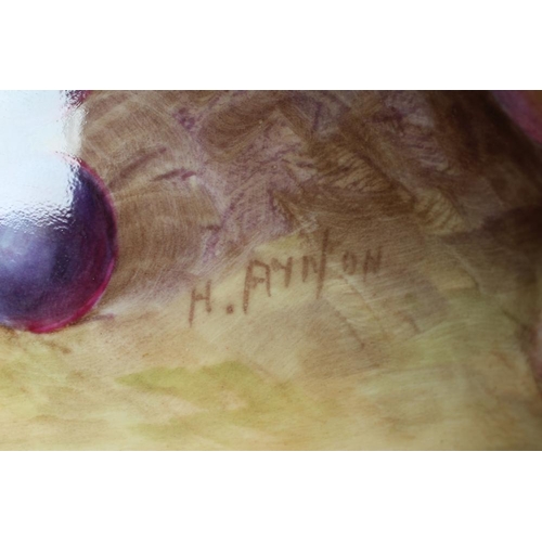 49 - A ROYAL WORCESTER JAR AND COVER, 1954, of rounded cylindrical form painted by Harry Ayrton with a st... 