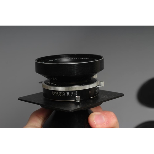 490 - TWO CAMERA LENSES, comprising a Copal No.1 Symmar-S 5,6/210 lens, and a Fujinon SW 1:8/90 lens (Est.... 