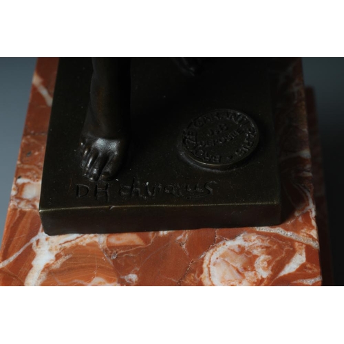 496 - AFTER DEMETRE CHIPARUS An Art Deco style Dancing Girl, modern, bronze with brown patina, bears signa... 