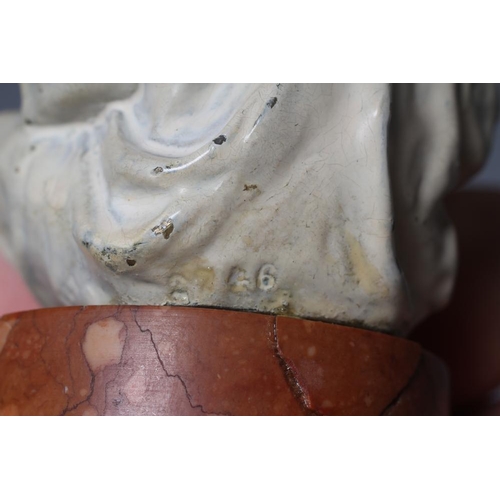 497 - A BERGMAN COLD PAINTED BRONZE ARAB BOY, early 20th century, the boy seated and raised on a column st... 