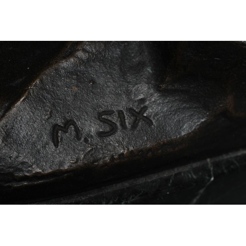 498 - MICHAEL SIX (1874-1938) Mountain Lions, signed, bronze with brown patina, rectangular marble base, 8... 