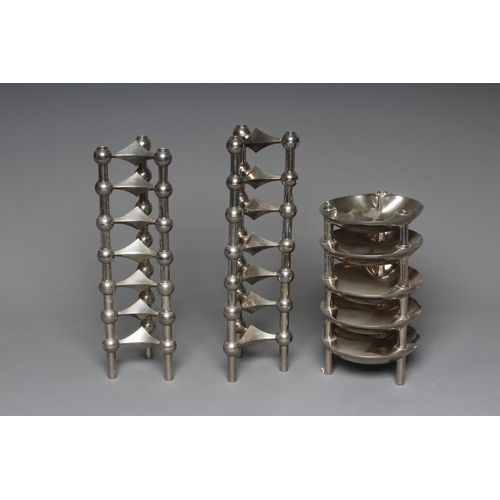 499 - WERNER STOFF FOR NAGEL - a set of fourteen Variante S22 Konzept cast chrome modular triple candle ho... 