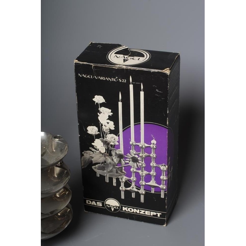 499 - WERNER STOFF FOR NAGEL - a set of fourteen Variante S22 Konzept cast chrome modular triple candle ho... 