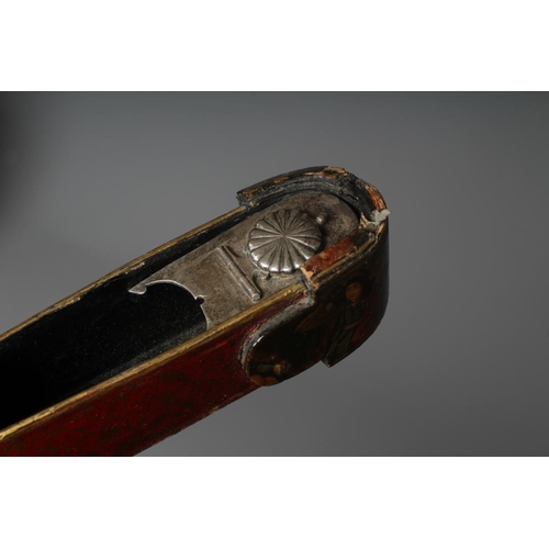 509 - NINE PERSIAN SCHOOL LACQUERED PAPIER MACHE ITEMS comprising two pen boxes, largest 9