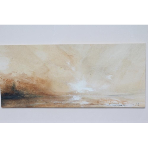 591 - DAVID BAUMFORTH (b.1942) Seagulls Above a Deserted Beach, signed lower left, inscribed with title an... 