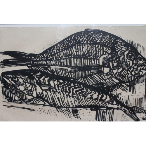595 - IAN BURKE (b.1955) Mackerel and Sea Bream, signed, inscribed with title and numbered 1/6, woodcut, 2... 