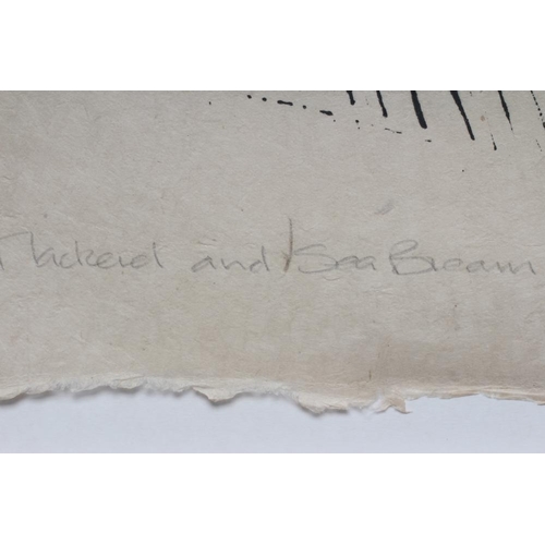 595 - IAN BURKE (b.1955) Mackerel and Sea Bream, signed, inscribed with title and numbered 1/6, woodcut, 2... 