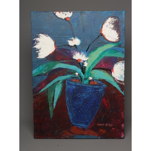 597 - AMRIK VARKALIS (b.1949) Still Life, signed lower right, oil on canvas, 27 1/2