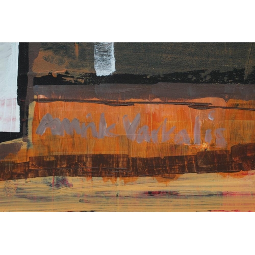 600 - AMRIK VARKALIS (b.1940) White Trees, signed lower right, oil on board, 26 1/2