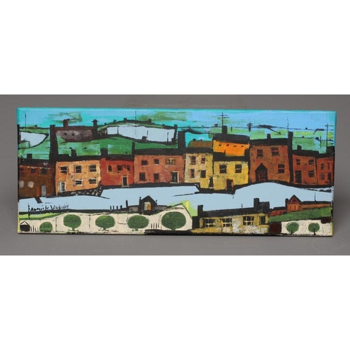 601 - AMRIK VARKALIS (b.1940) Terraced Houses, signed lower left, oil on canvas, 8